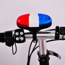 Clacson elettronico con avvisatore acustico, campanello per bicicletta facile da installare, sirena a 4 toni, 6 luci LED rosse e blu, luce di