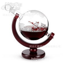(White, Single globe + 2 map cups) Glass Globe Shaped Decanter, Whiskey Set, Cocktail Dispenser, Borosilicate Glass Bottle