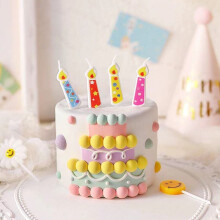 Birthday Candles 5Pcs Red Net Retro Colour Print Small Cake Decoration Coloured Candles