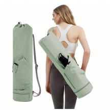 Yoga Mat Bag Large Opening Long Tote Carrier With Waterproof Wet Pocket Adjustable Strap Green
