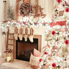 Cable Knit Stocking, Red White Green Christmas Decorations, Large Enough for Goodies Fireplace Xmas Tree