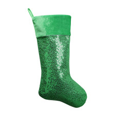 Soft Fabric Christmas Stocking Colorful Sequins Gifts Bag-Green