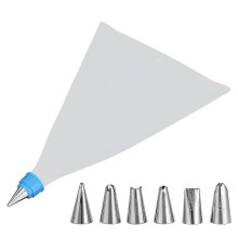 (As show, One size) 2 Set DIY Silicone Icing Piping Cream Pastry Bag Stainless Steel Nozzle Cake Decorating ToolsBlue