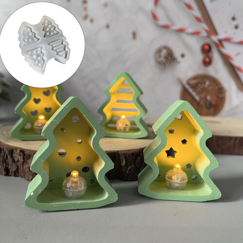 4 Cavities Tree Shape Silicone Mould Easy Demolding For Epoxy 1