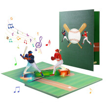 Stylish Popup Birthday Greeting Card with-baseball music