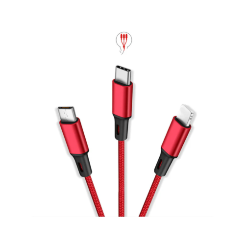 3 in 1 Charging Cable with Retractable Design, Universal Compatibility Multi Phone Charger for iOS Android Type C Devices, Fast Charging Cable Nylon B 1