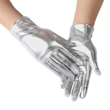 Gants de discothèque pour femmes et filles,-Style court argenté