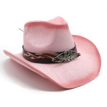 Chapeau de cowboy classique à larges bords, chapeau-rose rose