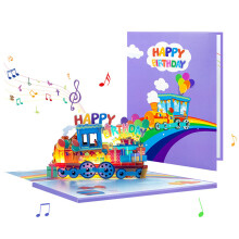 Celebratory 3D Popup Birthday Card Stylish-rainbow birthday tra