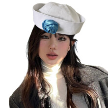 Chapeau de marin à bords enroulés pour adulte,-blanc bleu