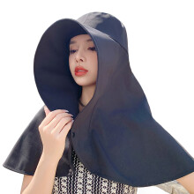 Chapeau queue de cheval d'extérieur avec couverture de cou-Noir