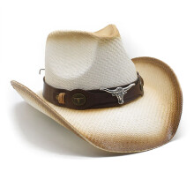 Chapeau de Cowboy en paille fait à la main,-Café blanc au lait