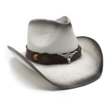 Chapeau de Cowboy à larges bords, chapeau de-noir et blanc