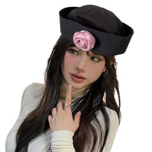 Chapeau de marin de voyage à bords enroulés, chapeau-rose noir