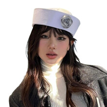 Chapeau de marin de voyage à bords enroulés, chapeau-gris blanc