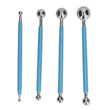 (As show, One size) 4Pcs set Baking Tool Stainless Steel Ball Sculpting Tool DIY Cake Fondant Decorating Kit(SelfSealing Bag )