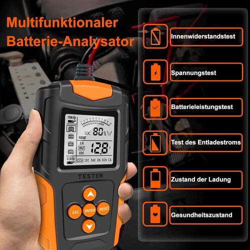 Car Battery Tester 12V/24V, Battery Meter, Charging System Test Scan Tool 1