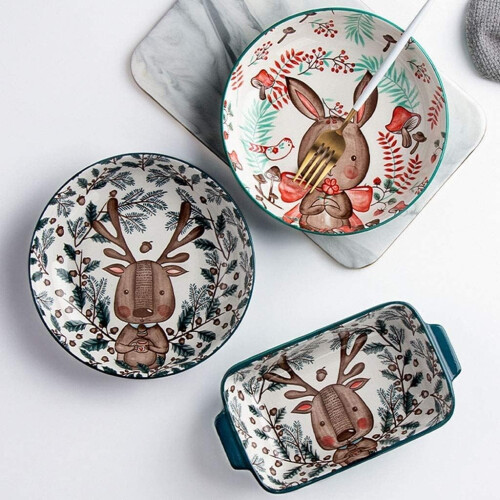2pcs Nordic underglaze ceramic dinner plates, 20.3cm, round, dishwasher  microwave 2