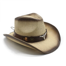 Chapeau de Cowboy à larges bords, chapeau de voyage de-riz brun