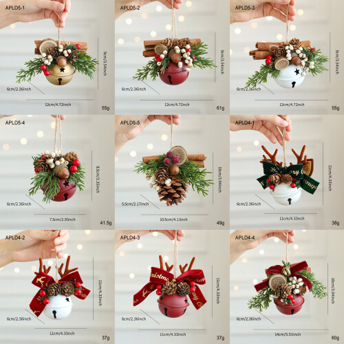Christmas Tree Decorations Metal Bells-Red cinnamon pine br 2