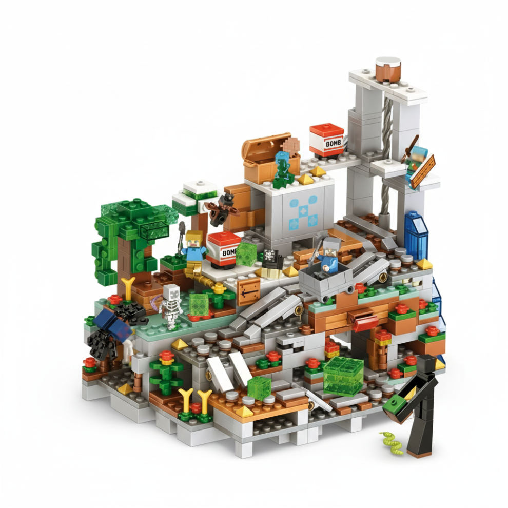 Aljcomeon 900Pcs Minecraft Mountain Cave Building Blocks Set With Minifigures, Compatible With Lego