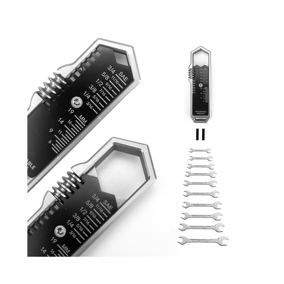 Edc Wrench 3/16 To 3/4 Inch 5 To 19Mm Adjustable Wrench With Detachable Pocket Clip For Outdoor Maintenance 6134064382940