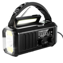 Upgrade 20000mAh Emergency Weather Radio FM/AM/WB,Hand Crank Radio,Flashlight,Solar Powered for Outdoor Camping Black