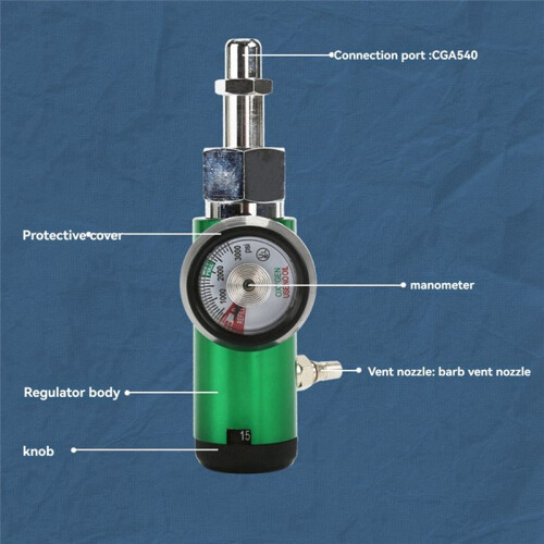 Régulateur D'Oxygène pour Manomètre de Pression D'Oxygène Domestique Régulateur de Débitmètre Buse de Sortie Cannelée 1