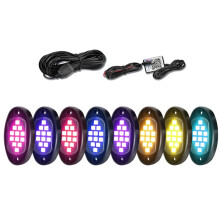 RGB LED Rock Lights, Multifunction Neon Underglow Waterproof Light with APP Control Multicolor Lights for ATV UTV SUV,A