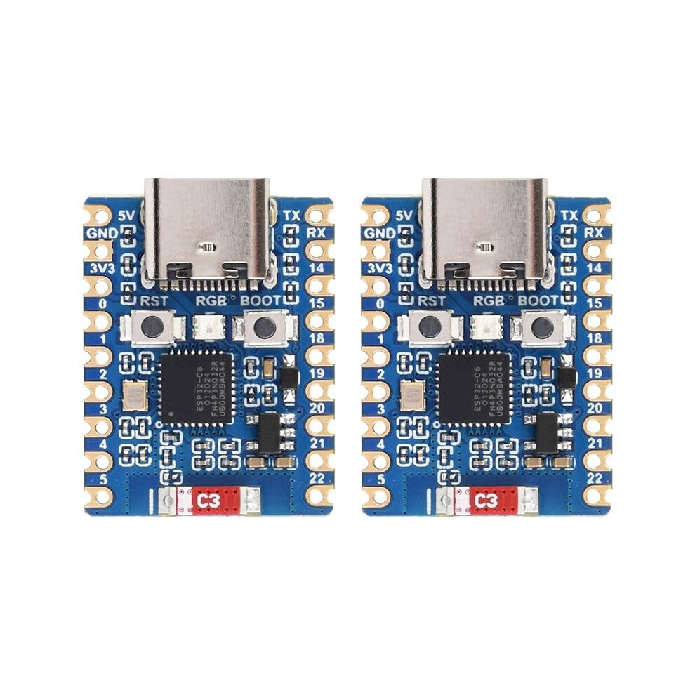 2Pcs Esp32 Development Board Esp32-C6 Mini Development Board Based On Esp32-C6fh4 Dual Processors 2.4Ghz Wifi 6 & Bt5 4712208814230
