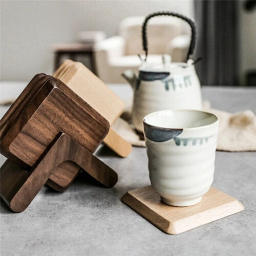 Black Walnut Wooden Coasters, Tea Cup Mat & Coffee Insulation Pad for Kitchen, Table Decor 1