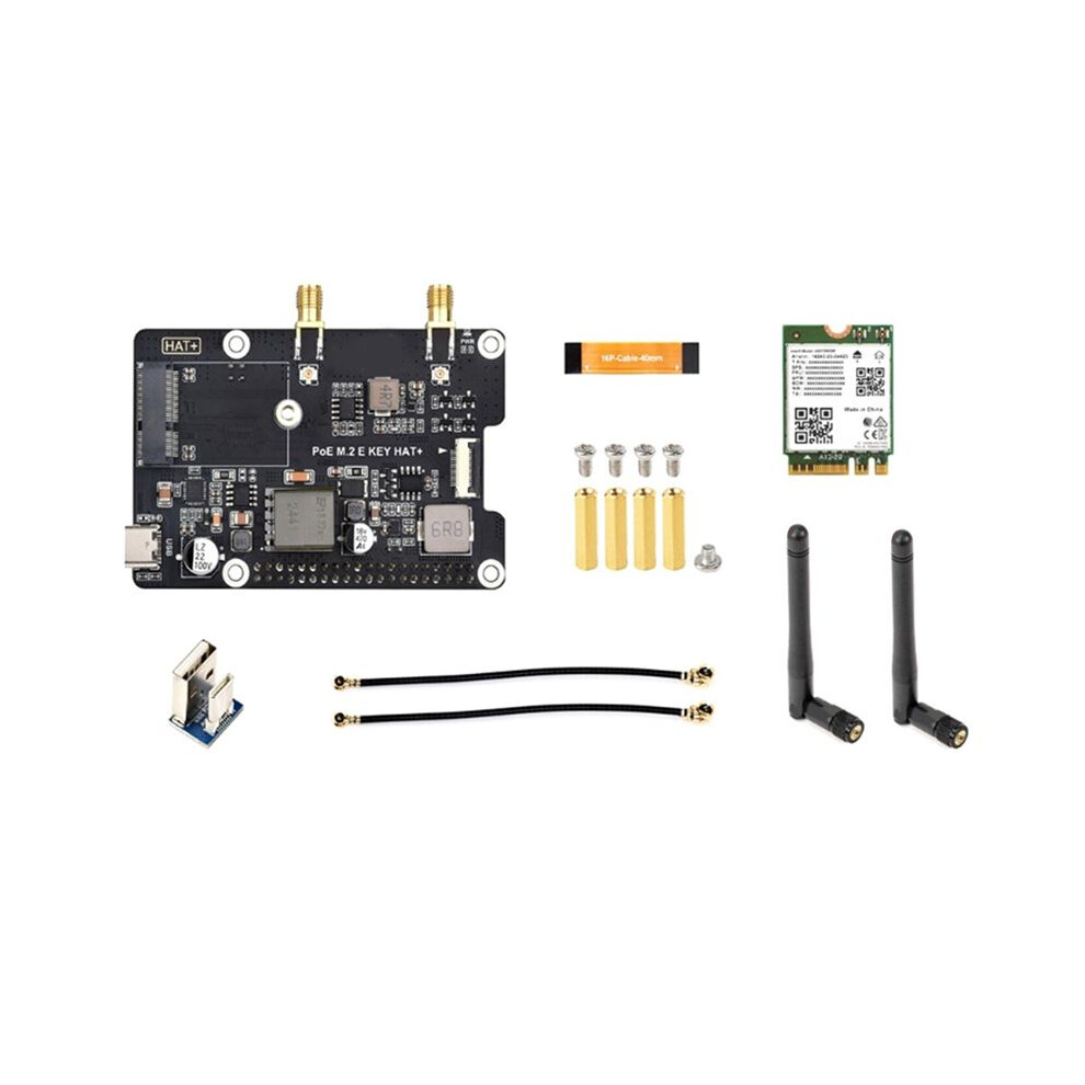 Pcie To M.2 E Key Adapter With Poe Function For Raspberry Pi 5 Compatible With Ngff (M.2 E Key) Wireless Nic 6134214683996