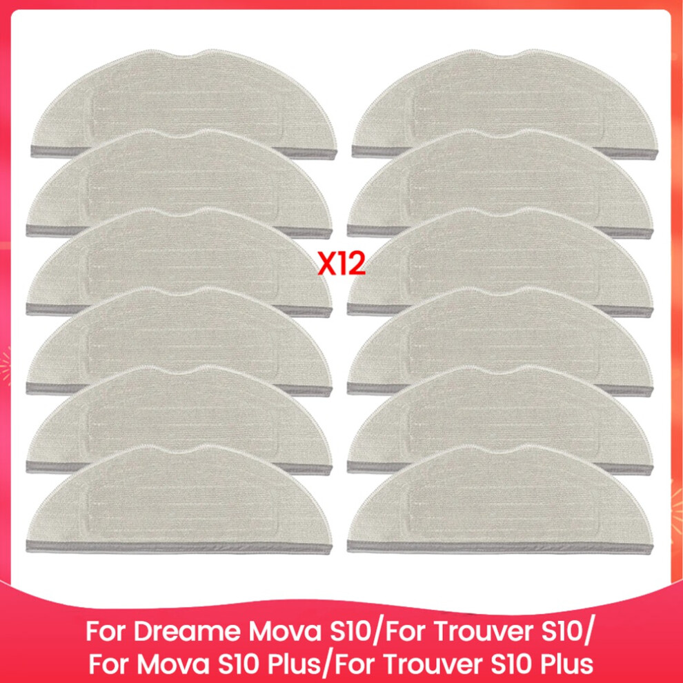 Mop Cloth Pads For Dreame Mova S10/Trouver S10/Mova S10 Plus/Trouver S10 Plus Spare Parts 12Pcs 4713051831153