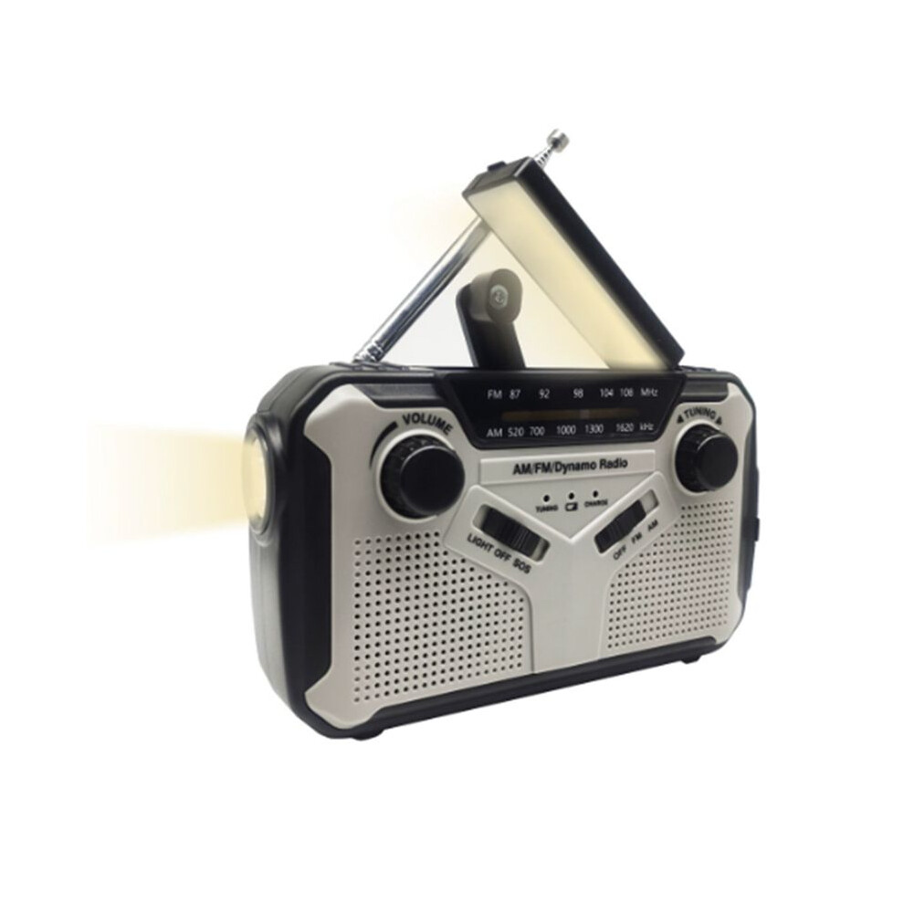 Emergency Radio Solar Hand Crank Radio Am/Fm Radio Led Flashlight Sos Alarm Power Bank Speaker Gray 6133020274169