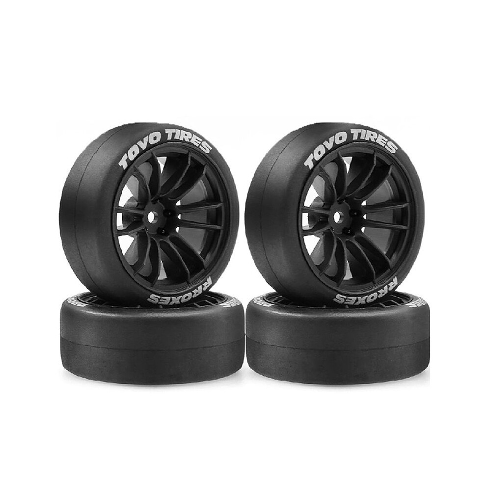 4Pcs 65Mm Hard Drift Tire Wheel For 1/10 Tamiya Tt01 Tt02 Xv01 Ptg-2 Kyosho Hpi Hsp Rc Drift Car Black 6132295060040