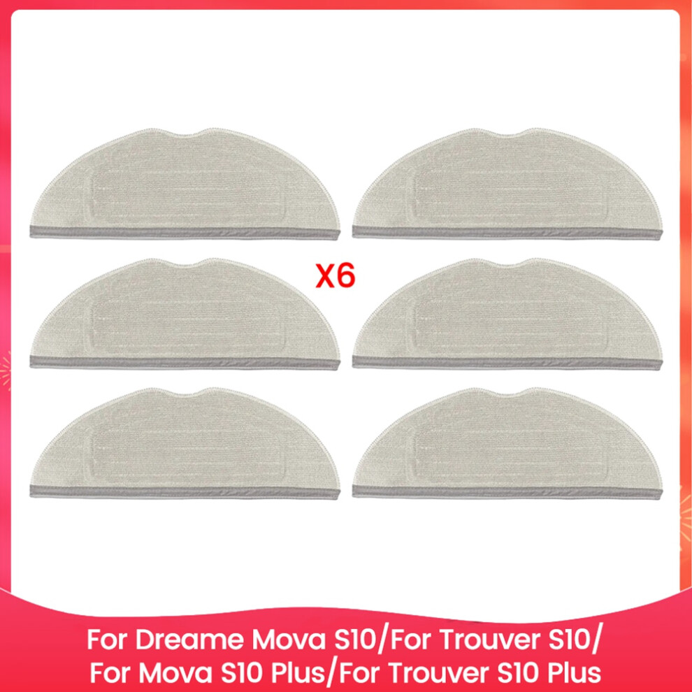 Mop Cloth Pads For Dreame Mova S10/Trouver S10/Mova S10 Plus/Trouver S10 Plus Spare Parts 6Pcs 6132671380489