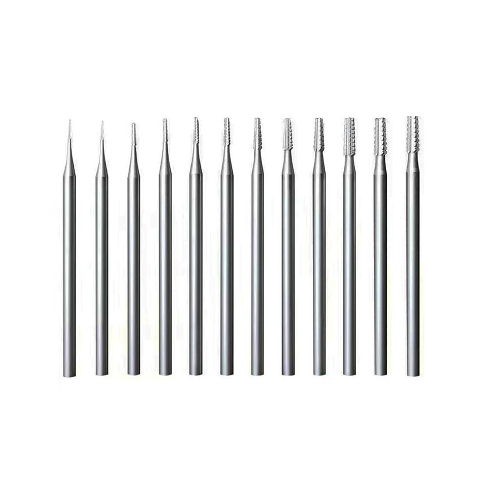 12Pcs Jewerly Burr Sets -3/32Inch Shank Cone Tapered Cross-Cut Shape Lapidary Burr Jewelry Engraving Bits Carving Tools 6132286702805