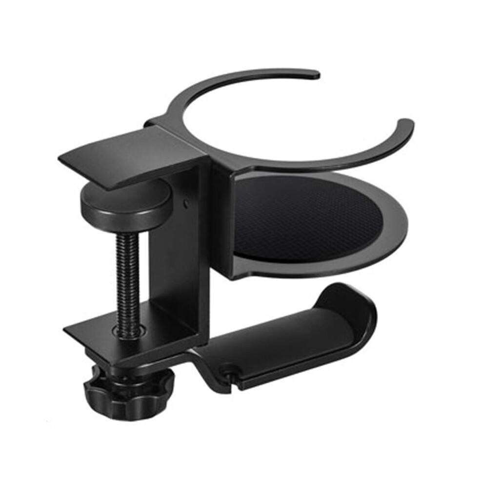360 Degree Rotating Iron Cup Holder, No-Drill Desk Edge Clamp, Multi-Functional Earphone&Water Cup Stand Metal Organizer 4712611449043