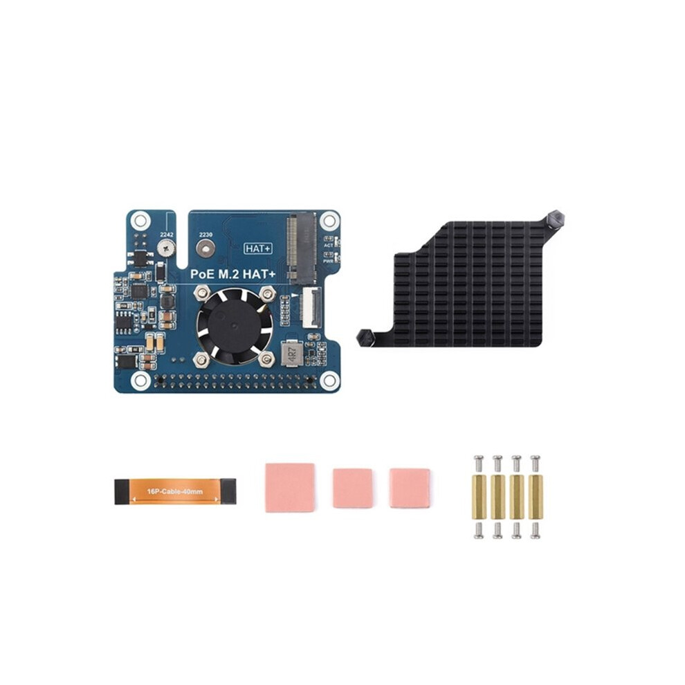 Pcie To M.2 Adapter With Poe Function For Raspberry Pi 5 Poe Hat M.2 Hat+ Supports Nvme 6133752305520