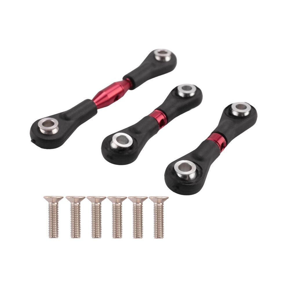 3Pcs Metal Steering Rod Link Rod Tie Rod For Tamiya Tt-01 Tt01 1/10 Rc Car Upgrade Parts Accessories, Red 6131032397340