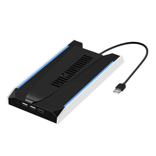 For PS5 Slim/Pro Vertical Stand with RGB VR Headset & Controller Charger 3-Speed Cooling Fan