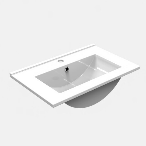 600mm Free Standing 2 Doors Bathroom Vanity Unit with Ceramic Basin, Matte White 2
