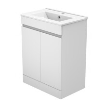 600mm Free Standing 2 Doors Bathroom Vanity Unit with Ceramic Basin, Matte White