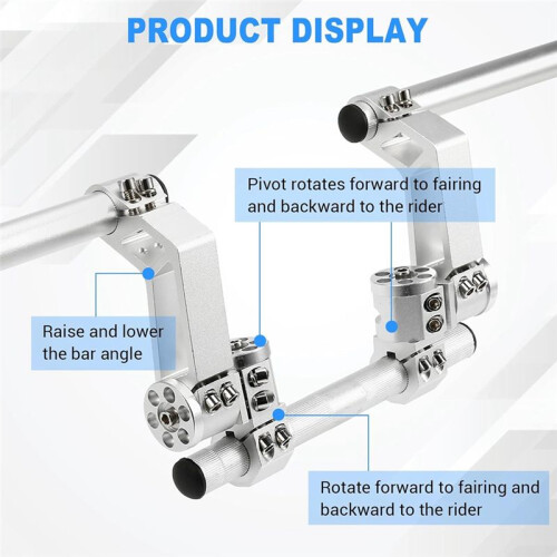 Adjustable Motorcycle Handlebars Handle Bar, Detachable Steering Hangers Handle Bars System for 125cc Scooter Silver 1