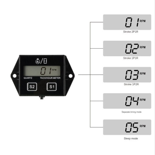 Digital Display Tachometer Timer Engine Tach Hour Meter Gauge Inductive Car Stroke Engine LCD Display for Car Motor Boat 2