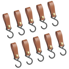 Set Of 10 S Shaped Hooks with PU Leather Strap-Earthy yellow
