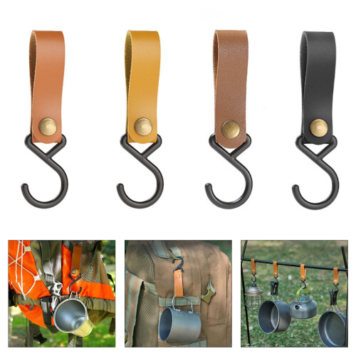 Set Of 10 S Shaped Hooks with PU Leather Strap Practical-Black 2
