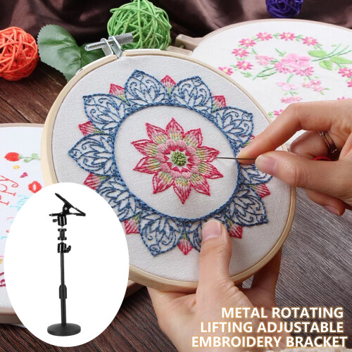 Adjustable Rotated Embroidery Hoop Stand Metal Stitching Frame 1