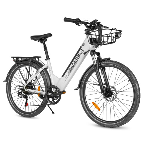 SameBike SAMEBIKE 15Ah 26" Urban Electric Bicycle,white