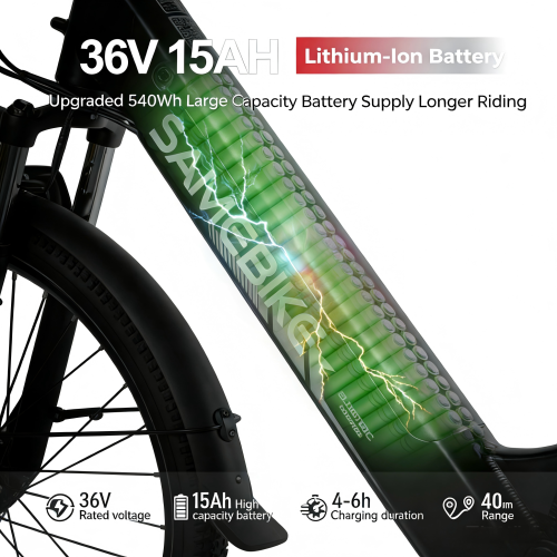 SameBike SAMEBIKE 15Ah 26" Urban Electric Bicycle,white 2